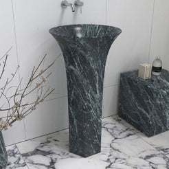Patia Verderio Marble Pedestal Sink — another room angle of the complete pedestal profile