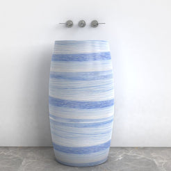 Patra Azura Blue Quartzite Pedestal Sink — front room view showing the complete pedestal profile