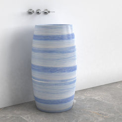Patra Azura Blue Quartzite Pedestal Sink — alternate bathroom angle showing the full product and side profile