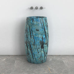 Patra Danube Blue Quartzite Pedestal Sink — front room view showing the complete pedestal profile