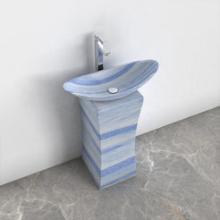 Payal Azura Blue Quartzite Pedestal Sink — upper view of the basin interior and natural material