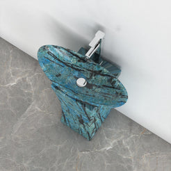 Payal Danube Blue Quartzite Pedestal Sink — upper view showing the basin interior, rim and material