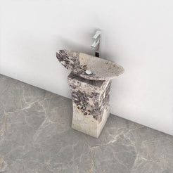Payal Pandora Blanc Quartzite Pedestal Sink — upper view of the basin interior and natural material