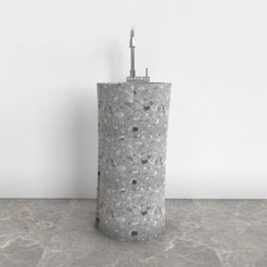 Pazia Grey Terrazzo Pedestal Sink — front room view of the full-height pedestal