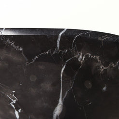 Polis Portoro Black Marble Pedestal Sink — original close view of the dark marble and pale veining