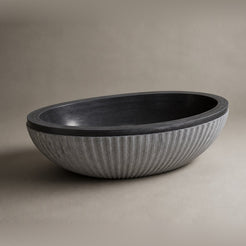 Rivelle BT-039A Midnight Black Granite bathtub, complete studio product view 4; original silhouette and finish preserved