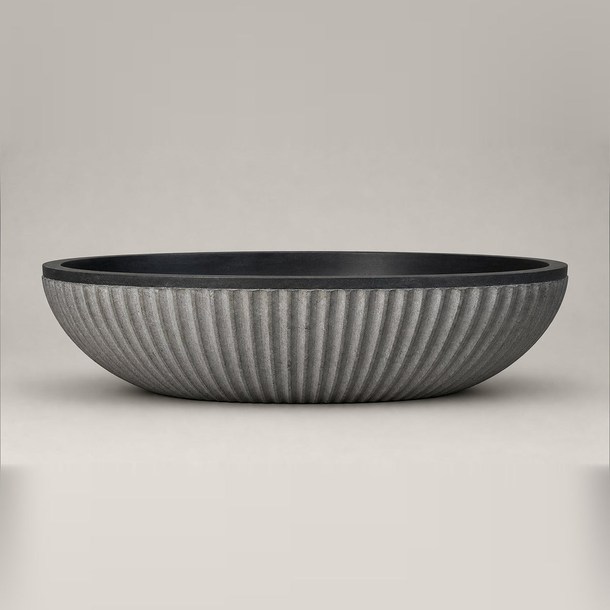 Rivelle BT-039A Midnight Black Granite bathtub, complete studio product view 5; original silhouette and finish preserved