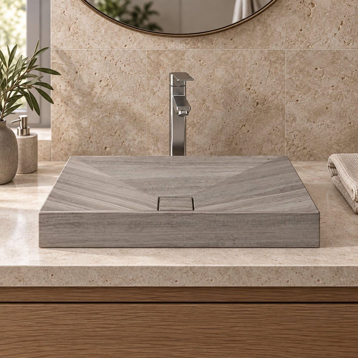 Saachi Classico Marble Vessel Sink — low frontal bathroom lifestyle