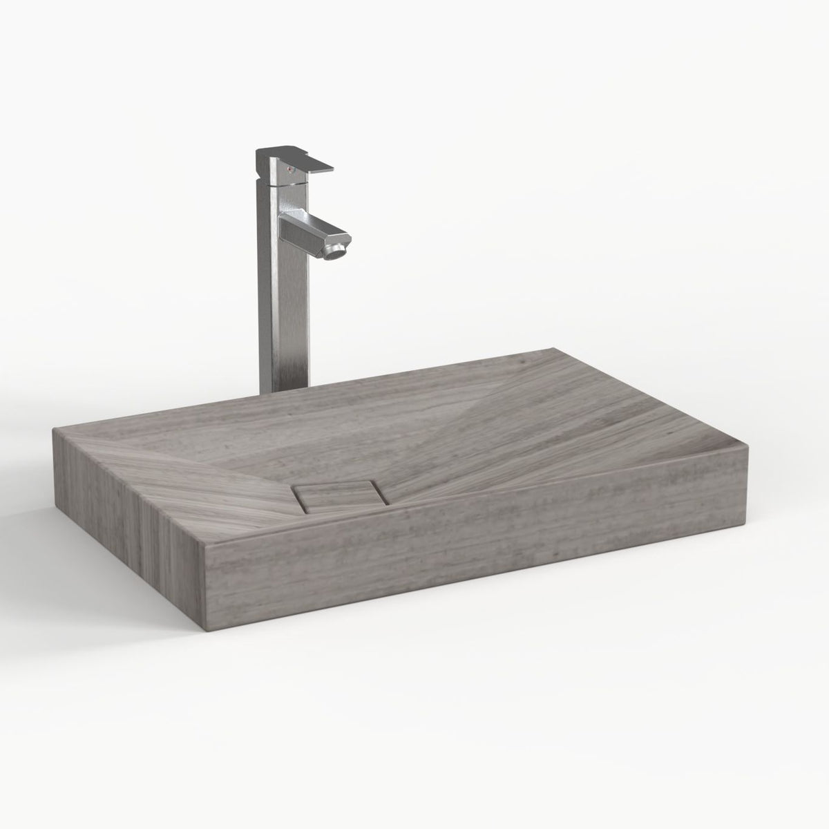 Saachi Classico Marble Vessel Sink, overall shape and side profile