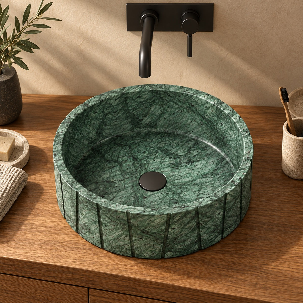 Sabela Tofino Marble Vessel Sink, alternate countertop lifestyle angle