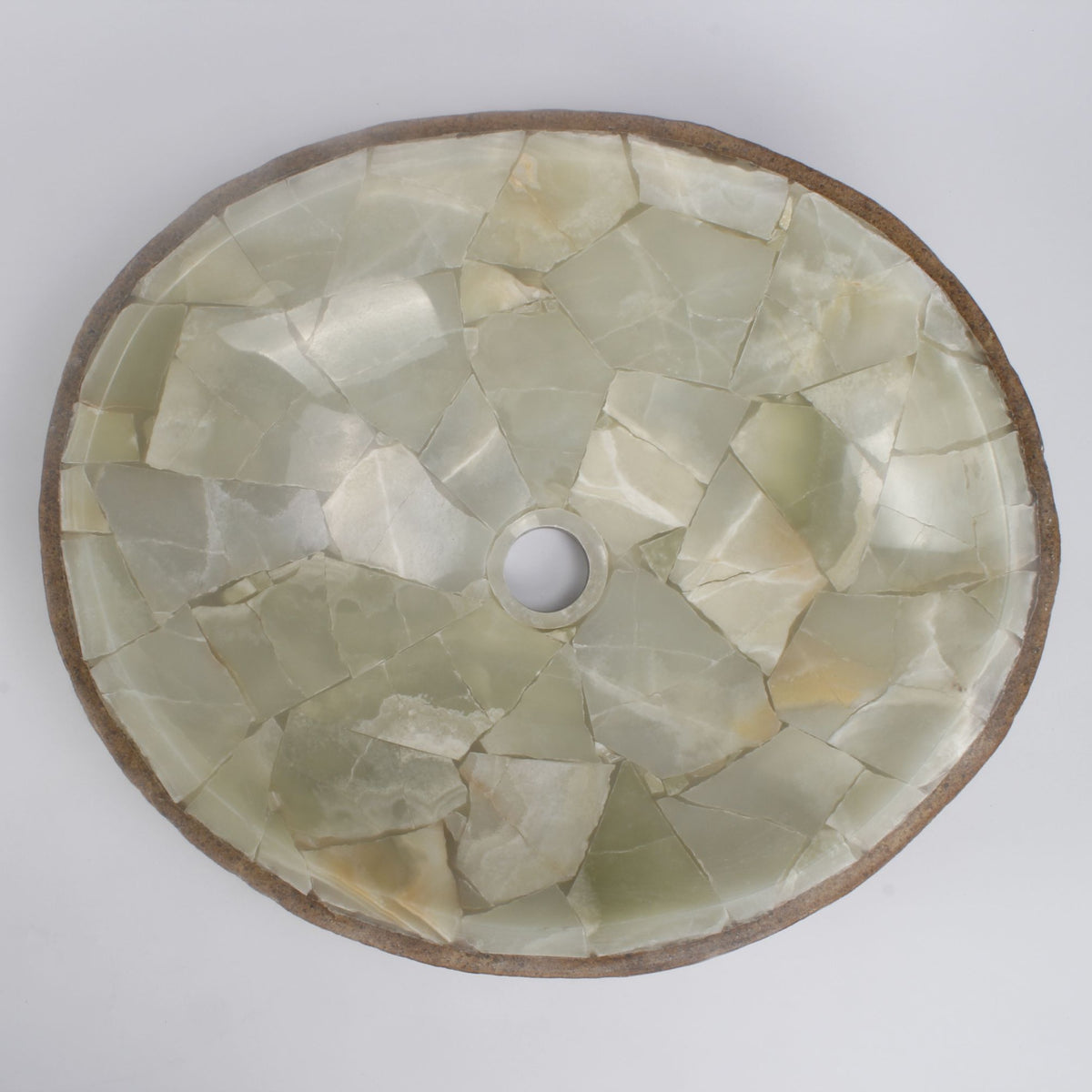 Saccus overhead view of the circular mosaic basin and central drain