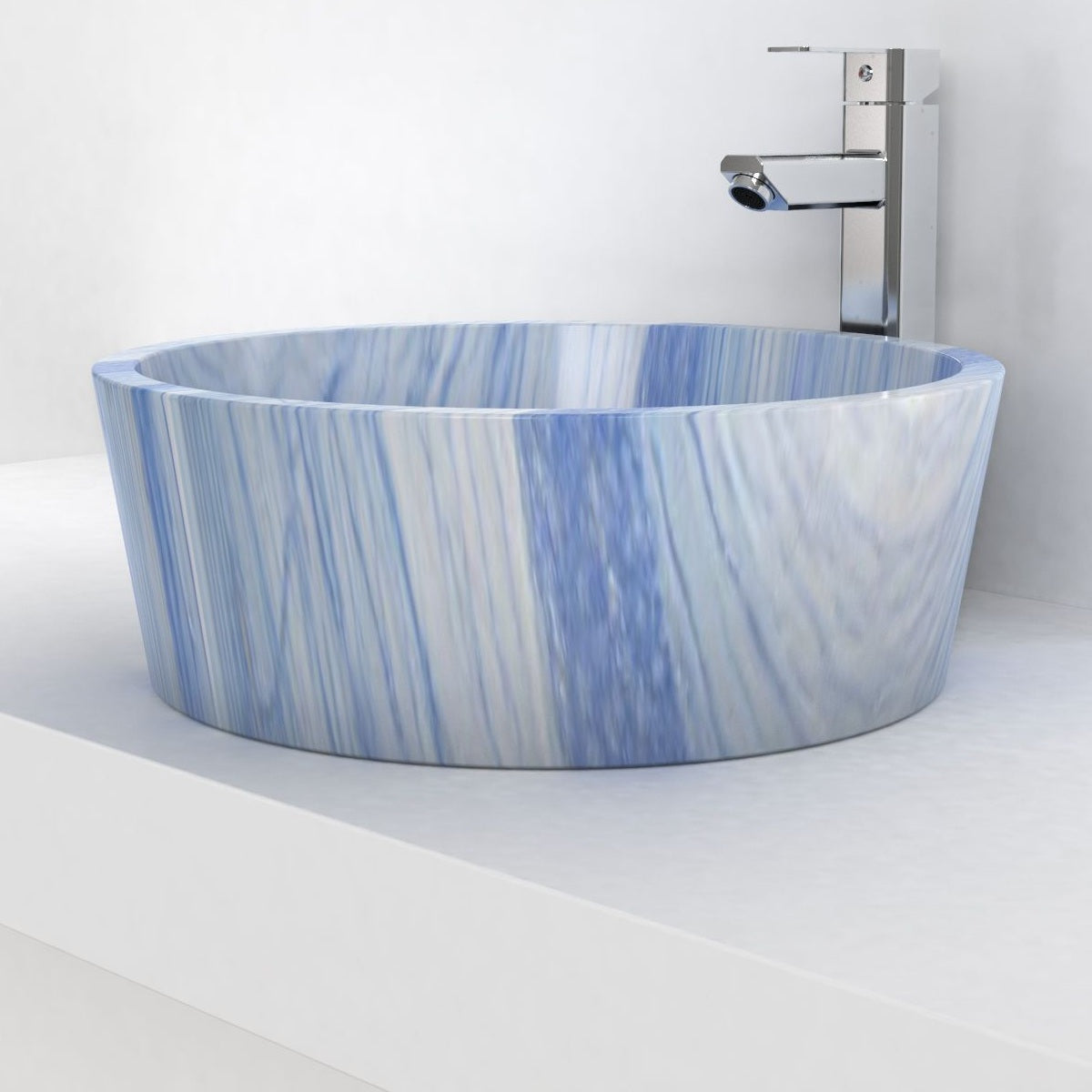 Sauri Azura Blue Quartzite Vessel Sink, countertop hero lifestyle view