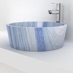 Sauri Azura Blue Quartzite Vessel Sink, countertop hero lifestyle view