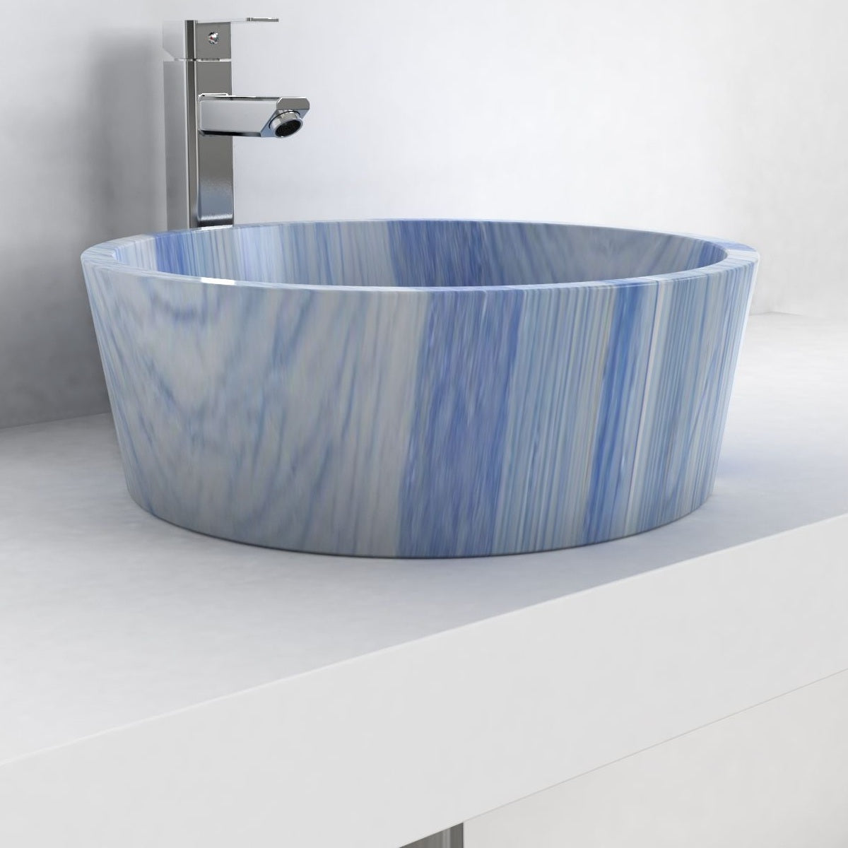 Sauri Azura Blue Quartzite Vessel Sink, second countertop lifestyle setting