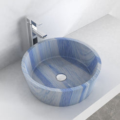 Sauri Azura Blue Quartzite Vessel Sink, alternate countertop lifestyle angle
