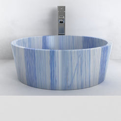 Sauri Azura Blue Quartzite Vessel Sink, overall shape and side profile