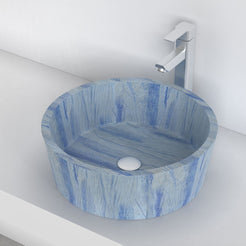 Sauri Azura Blue Quartzite Vessel Sink, interior, rim and material detail