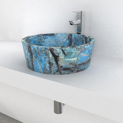 Sauri Danube Blue Quartzite Vessel Sink, countertop hero lifestyle view