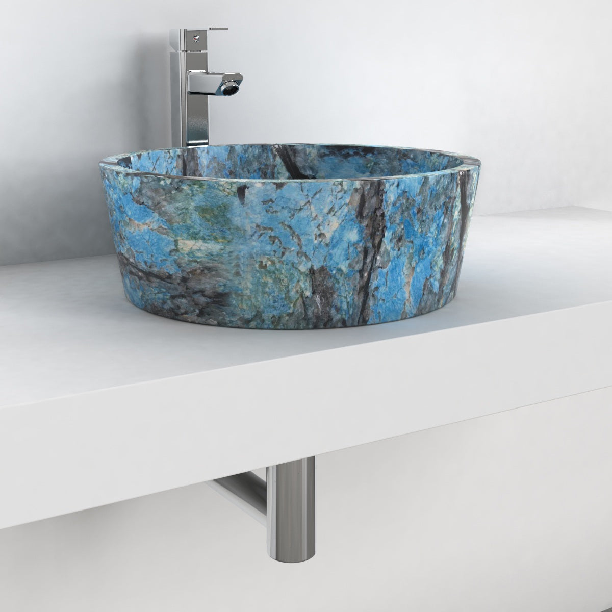 Sauri Danube Blue Quartzite Vessel Sink, second countertop lifestyle setting