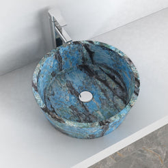 Sauri Danube Blue Quartzite Vessel Sink, alternate countertop lifestyle angle