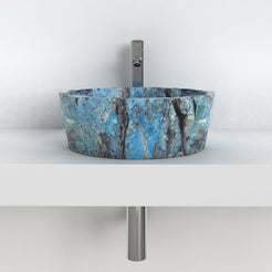 Sauri Danube Blue Quartzite Vessel Sink, overall shape and side profile