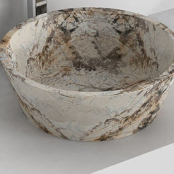 Sauri Pandora Blanc Quartzite vessel sink, interior and material detail