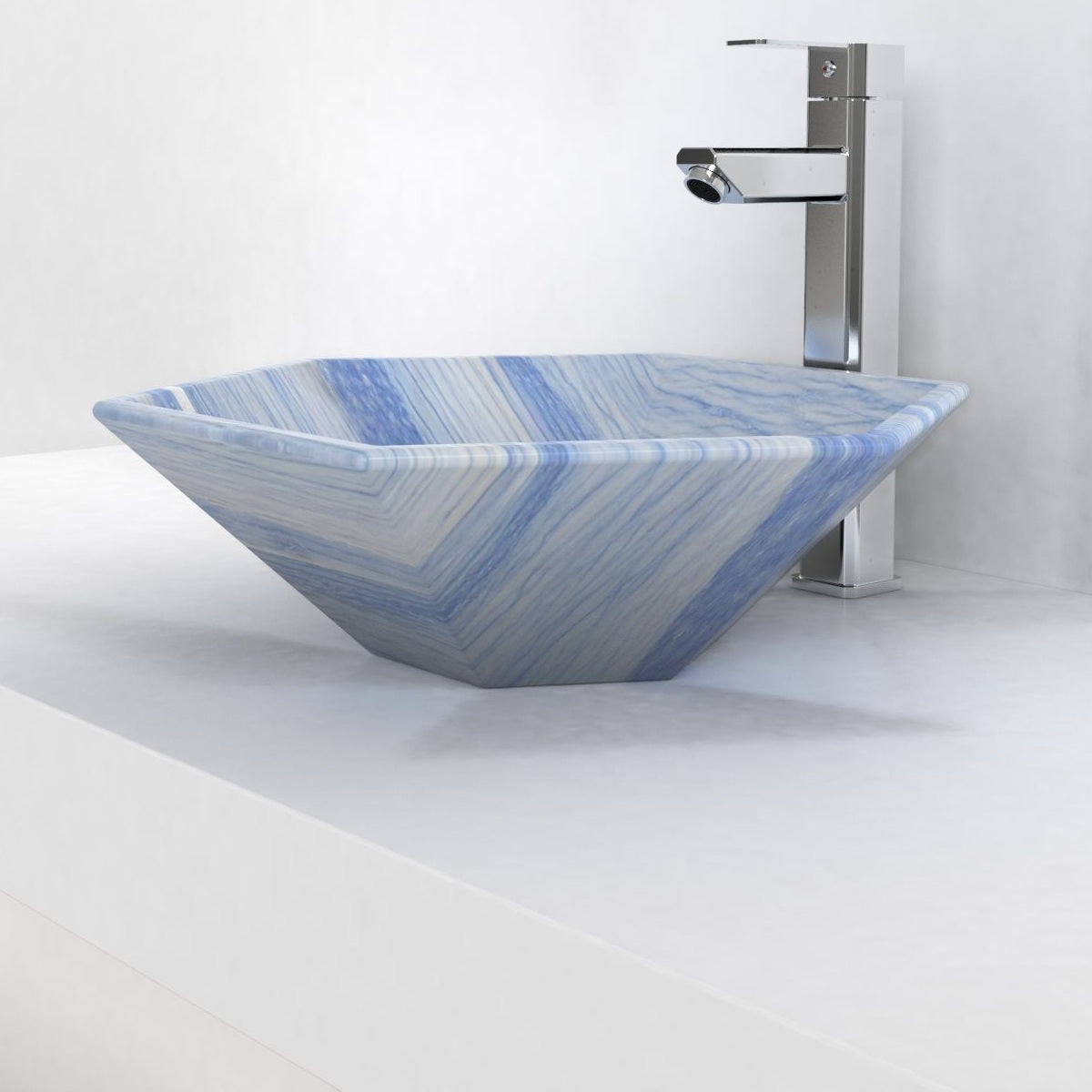 Scarlet Azura Blue Quartzite Vessel Sink, countertop hero lifestyle view