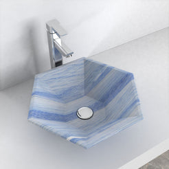 Scarlet Azura Blue Quartzite Vessel Sink, alternate countertop lifestyle angle