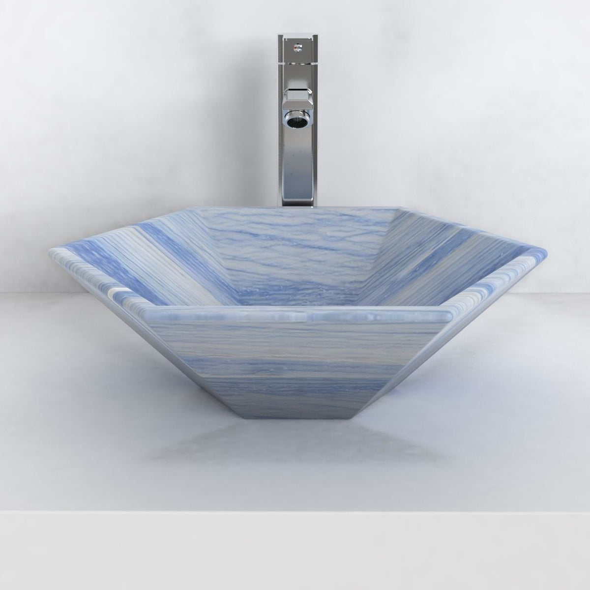 Scarlet Azura Blue Quartzite Vessel Sink, overall shape and side profile