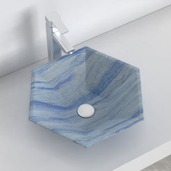Scarlet Azura Blue Quartzite Vessel Sink, interior, rim and material detail