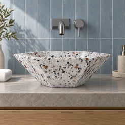 Scarlet Sky Terrazzo Vessel Sink — low frontal bathroom lifestyle