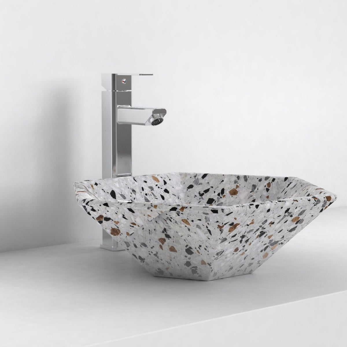 Scarlet sky terrazzo vessel sink, second countertop angle