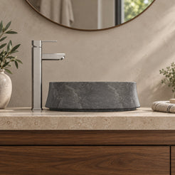Seana Terista Marble Vessel Sink — low side elevation bathroom lifestyle