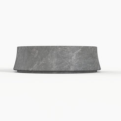 Seana Terista marble vessel sink, round bowl, showing the complete exterior profile