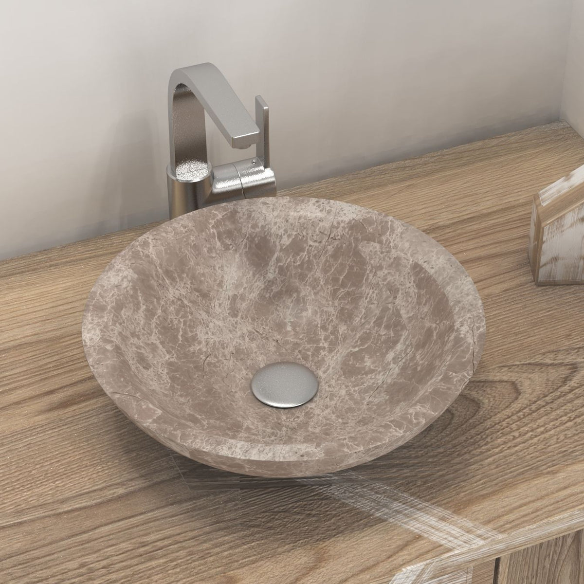 Sedora Dorata Marble Vessel Sink, second countertop lifestyle setting