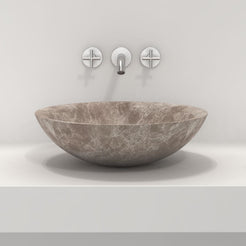 Sedora Dorata Marble Vessel Sink, overall shape and side profile