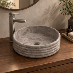 Seely Dorata Marble Vessel Sink, second countertop lifestyle setting