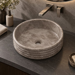 Seely Dorata Marble Vessel Sink, alternate countertop lifestyle angle
