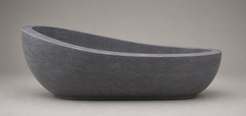 Selene Blue-Gray Granite bathtub, premium asymmetrical side-profile studio view