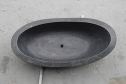 Selene BT-088A Blue-Gray Granite bathtub, actual top view with polished interior and drain