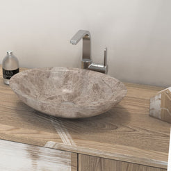 Selia Dorata Marble Vessel Sink, second countertop lifestyle setting
