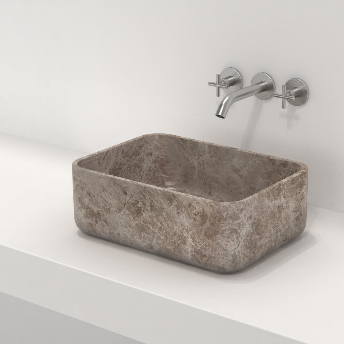 Selini Dorata Marble Vessel Sink, countertop hero lifestyle view