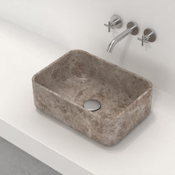 Selini Dorata Marble Vessel Sink, alternate countertop lifestyle angle