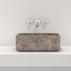 Selini Dorata Marble Vessel Sink, overall shape and side profile