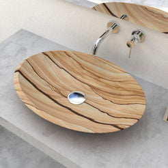 Selita Sandstone Vessel Sink, alternate countertop lifestyle angle