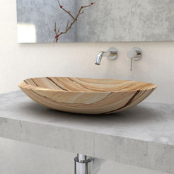Selita Sandstone Vessel Sink, overall shape and side profile