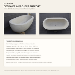 Serena Dune Ivory Limestone bathtub, stone selection and designer project support