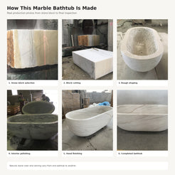 Serena Ivory Cloud Marble bathtub, real stone carving and hand-finishing process