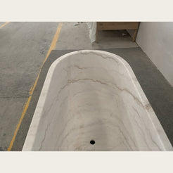 Serena BT-105A Ivory Cloud Marble bathtub, real top and interior view