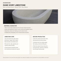 Serena Dune Ivory Limestone bathtub material character and limestone care guidance